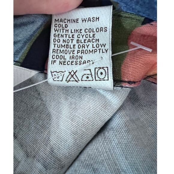 Drapers & Damons Jacket 3X Plus Navy Floral Denim Long Sleeve Button Up Preppy - Picture 12 of 12